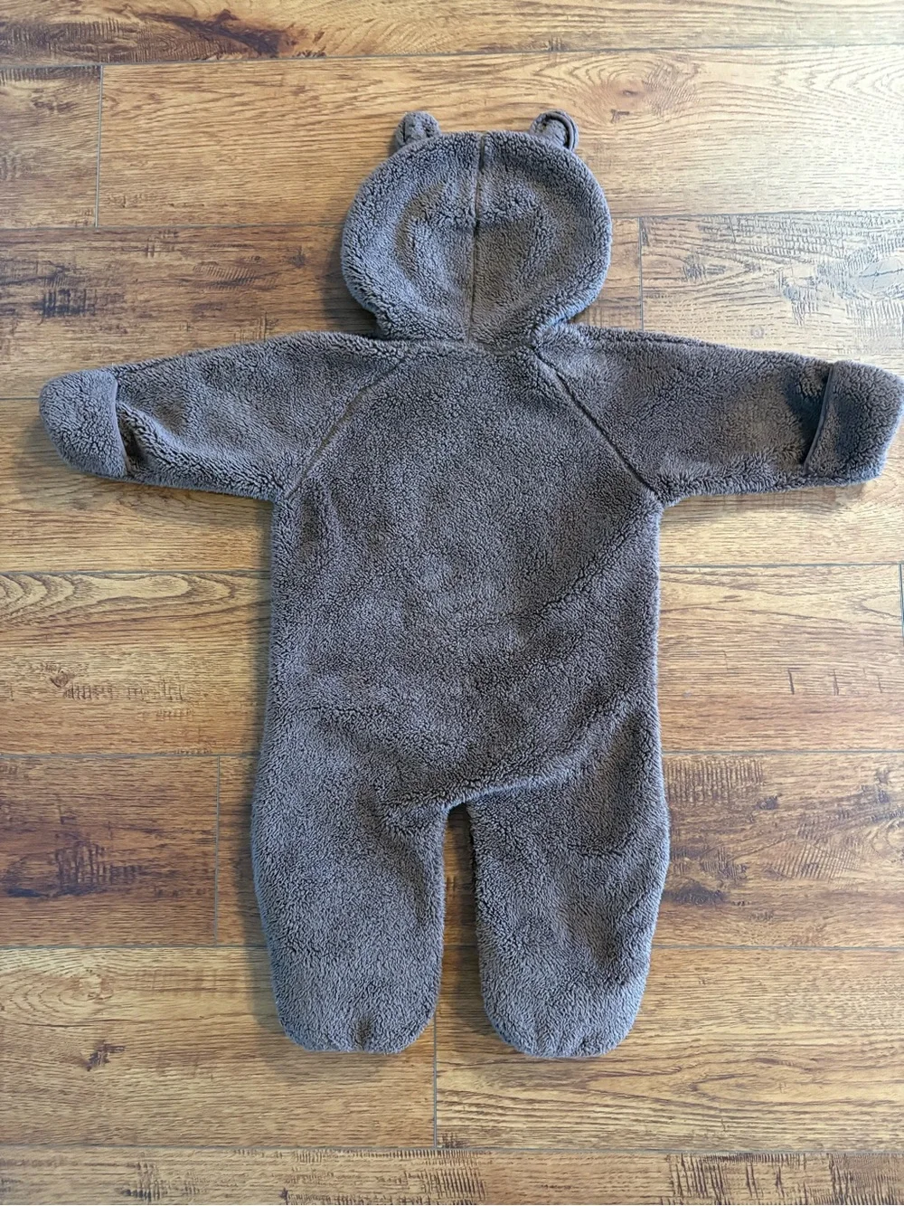 L.L.Bean Baby Bear Fleece Bunting Brown Hooded 6-12M